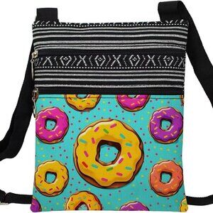 Colorful Donut Crossbody Bag Small Ethnic Pattern Printed Adjustable Strap